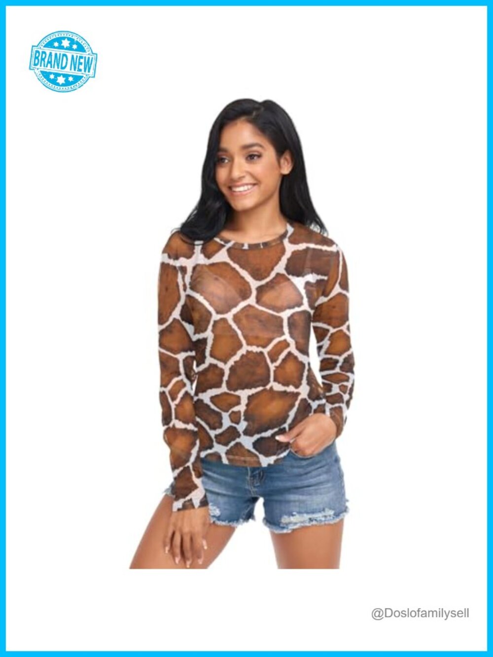 Women Sheer Mesh Top Long Sleeve Crewneck Blouse Summer Layering